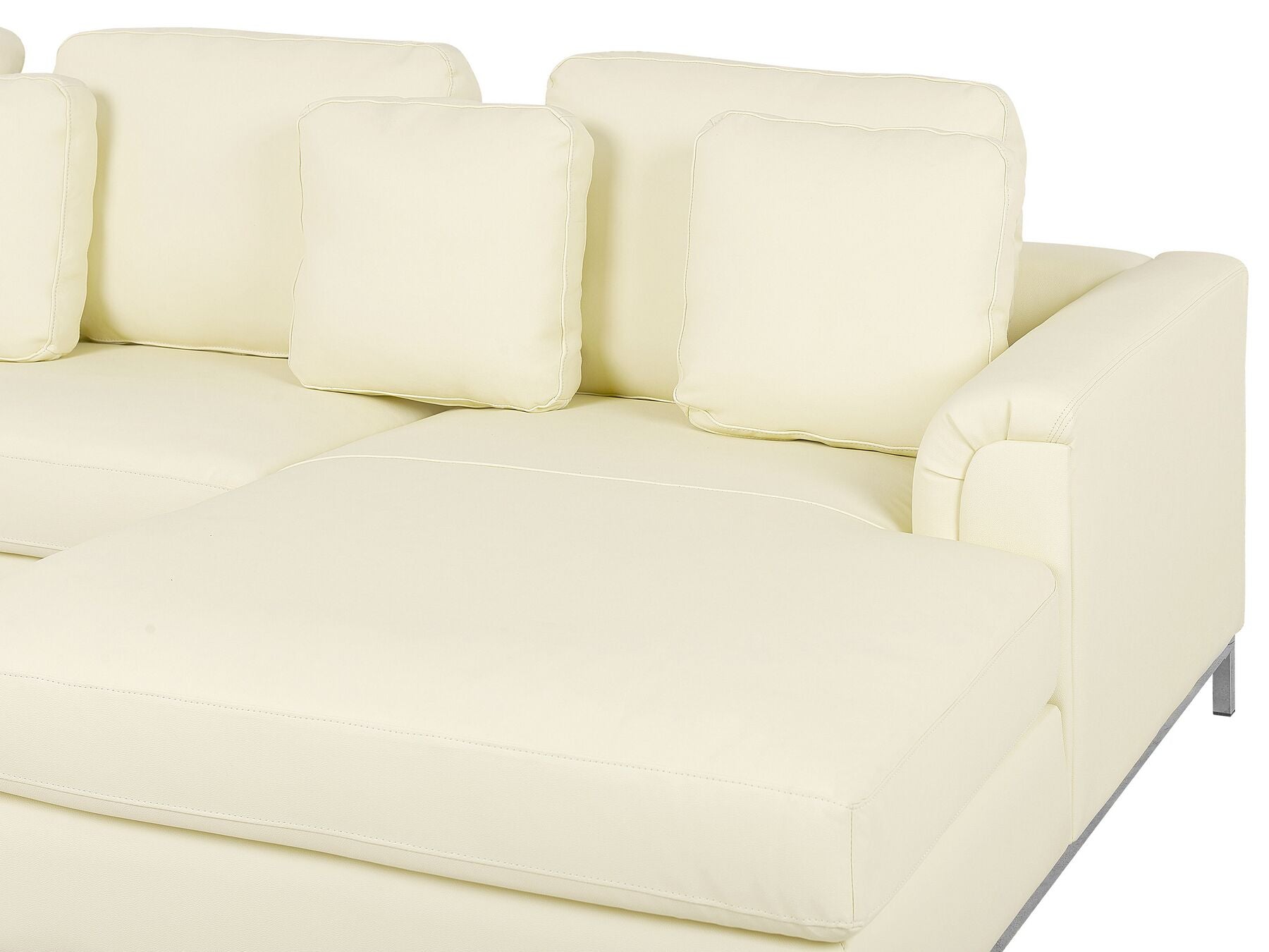Corner Sofa OSLO Leather Light Beige with Ottoman 5 Seater Left Hand