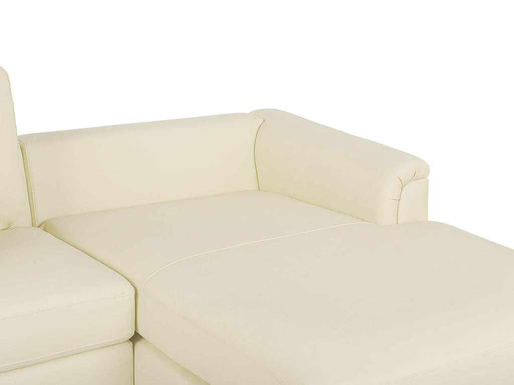 Corner Sofa OSLO Leather Light Beige with Ottoman 5 Seater Left Hand