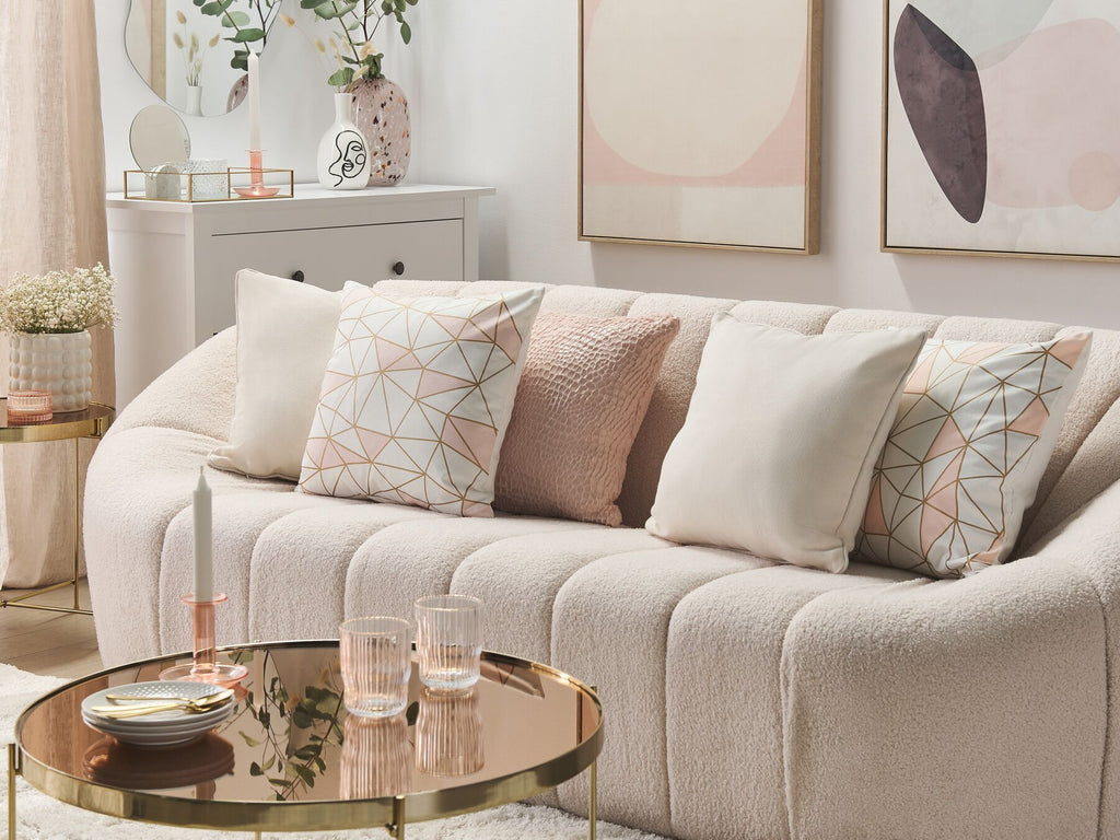 3 Seater Boucle Fabric Sofa White LOMMA