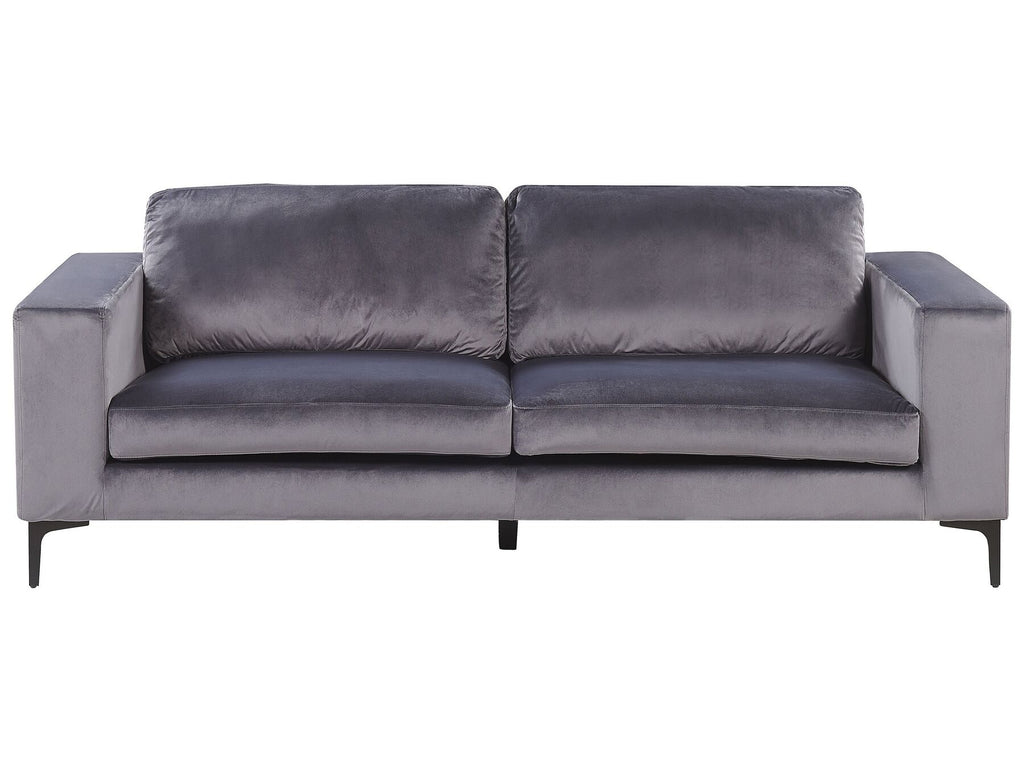 3 Seater Velvet Sofa Dark Grey VADSTENA