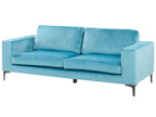 3 Seater Velvet Sofa Light Blue VADSTENA