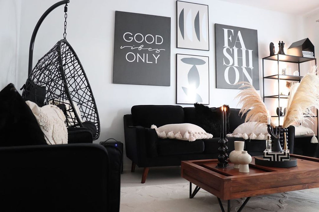 3 Seater Velvet Sofa Black LOKKA