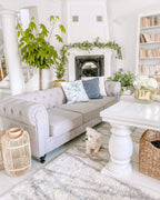 3 Seater Fabric Sofa Light Grey CHESTERFIELD