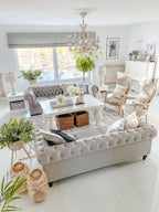 3 Seater Fabric Sofa Light Grey CHESTERFIELD