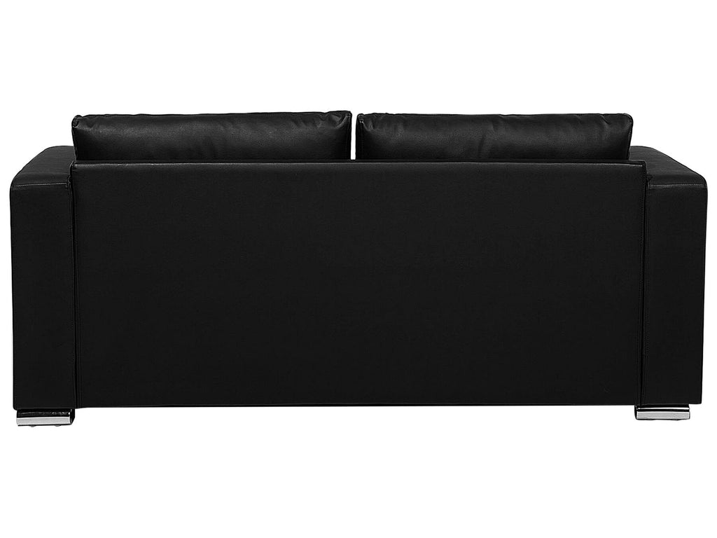3 Seater Leather Sofa Black HELSINKI