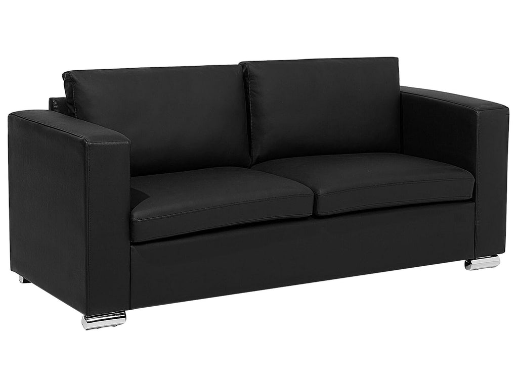 3 Seater Leather Sofa Black HELSINKI