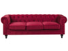 3 Seater Velvet Fabric Sofa Red