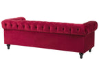 3 Seater Velvet Fabric Sofa Red CHESTERFIELD