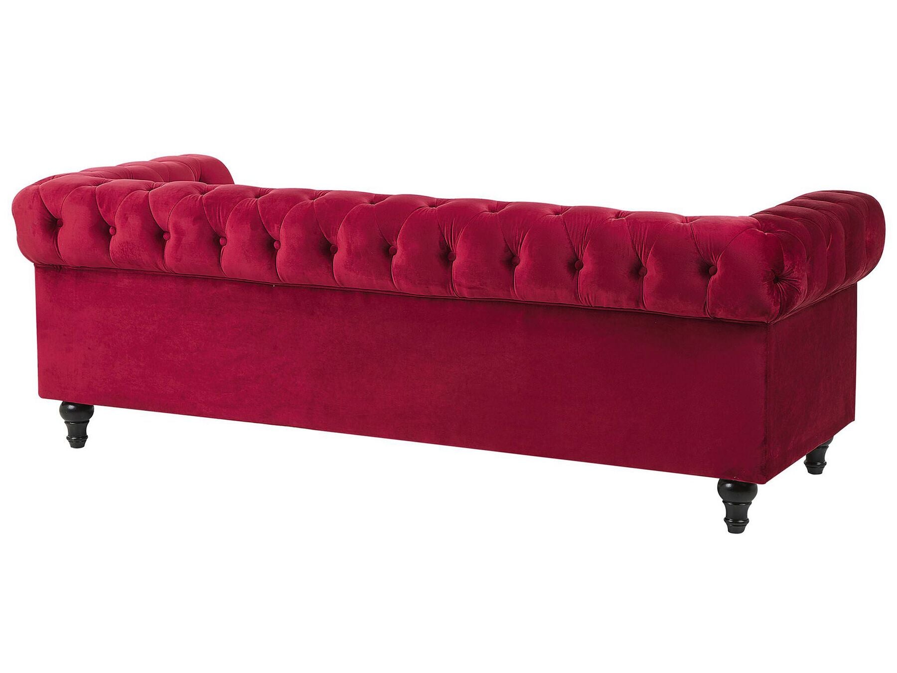 3 Seater Velvet Fabric Sofa Red CHESTERFIELD