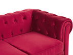 3 Seater Velvet Fabric Sofa Red CHESTERFIELD