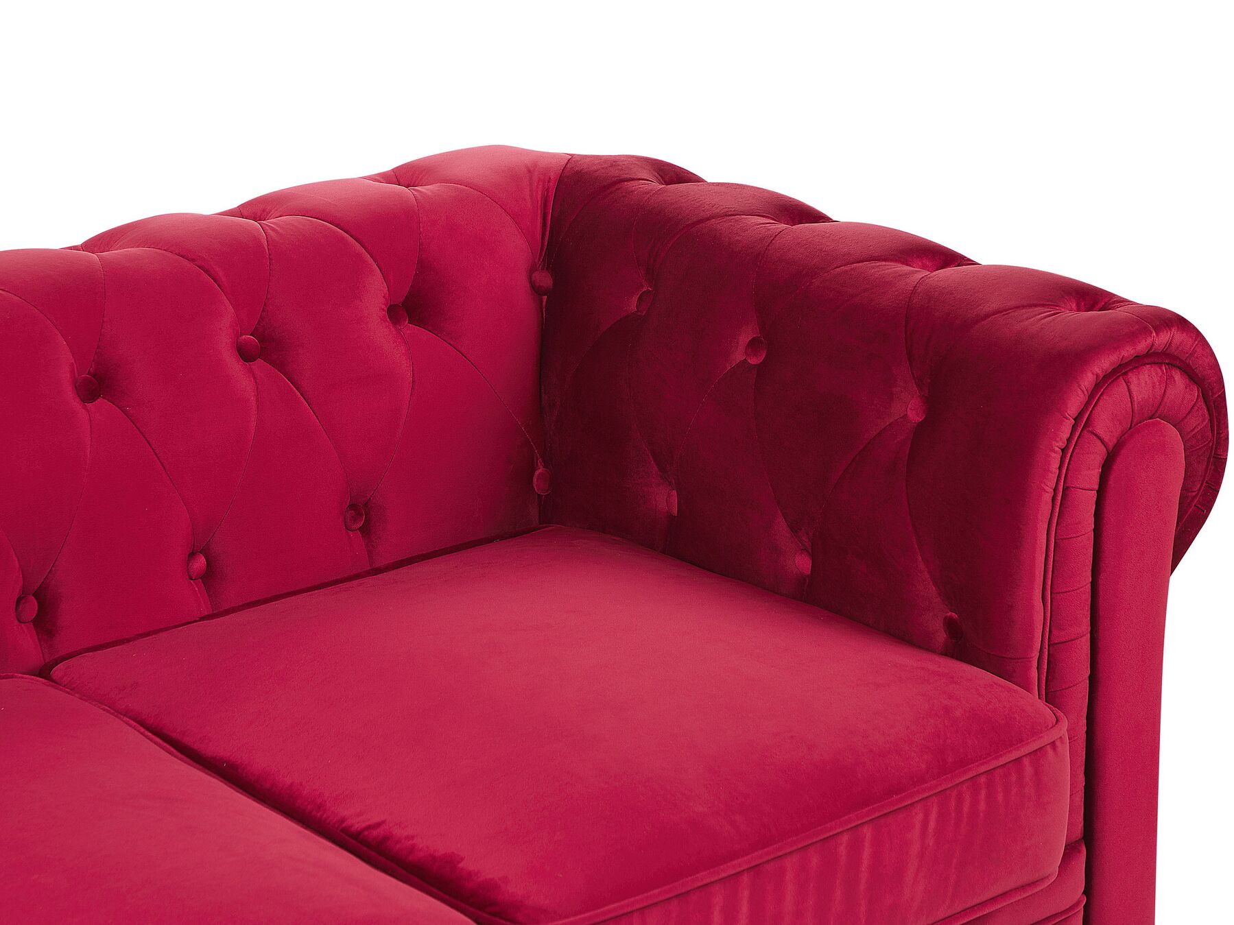 3 Seater Velvet Fabric Sofa Red CHESTERFIELD