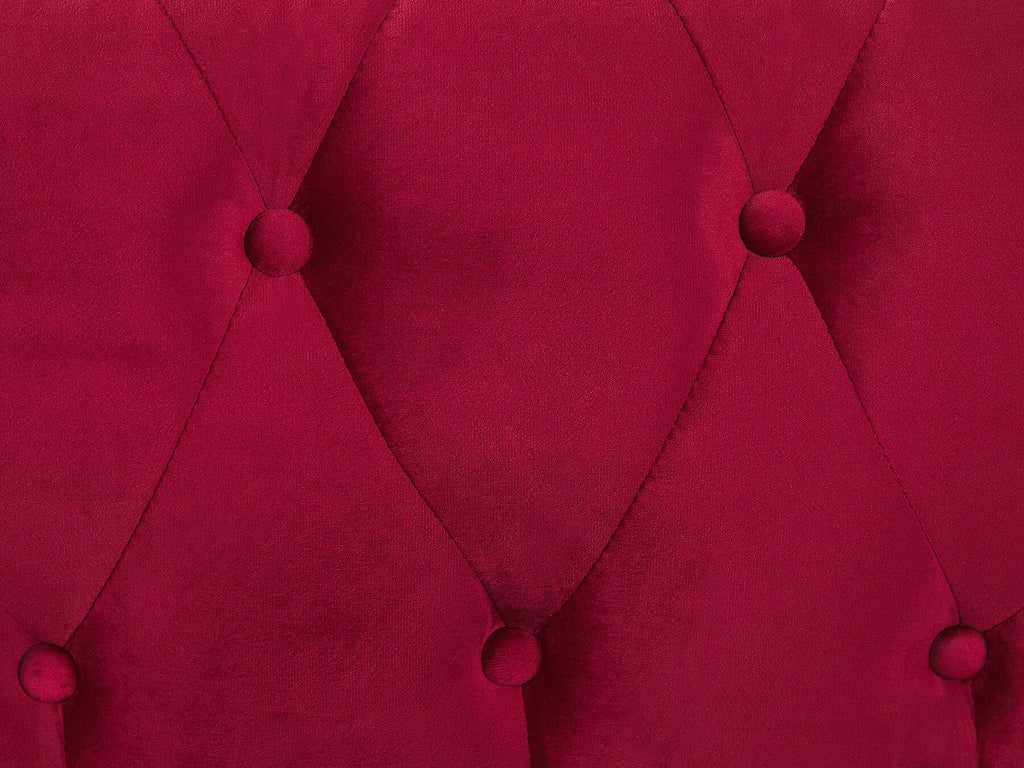 3 Seater Velvet Fabric Sofa Red CHESTERFIELD