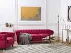 3 Seater Velvet Fabric Sofa Red CHESTERFIELD