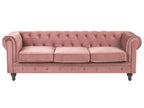 3 Seater Velvet Fabric Sofa Pink CHESTERFIELD