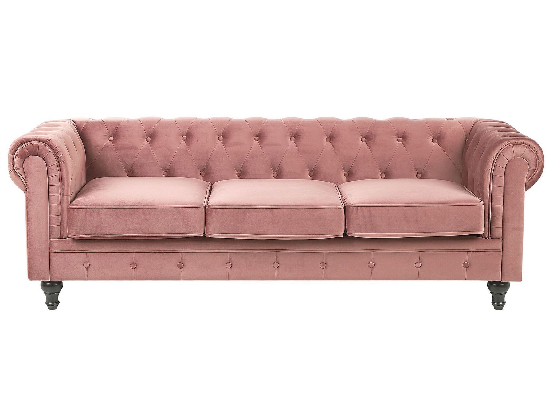 3 Seater Velvet Fabric Sofa Pink CHESTERFIELD