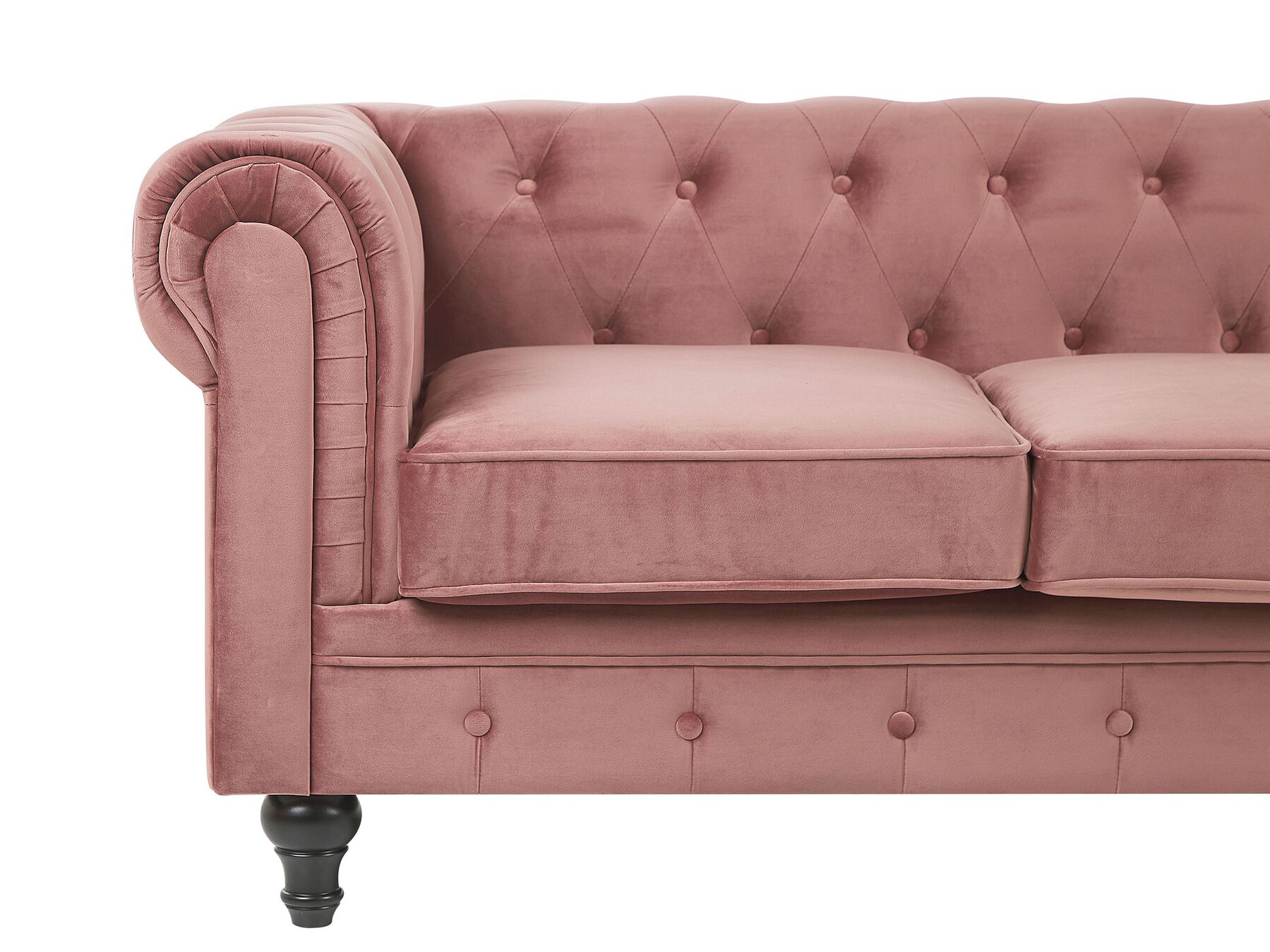 3 Seater Velvet Fabric Sofa Pink CHESTERFIELD