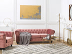 3 Seater Velvet Fabric Sofa Pink CHESTERFIELD