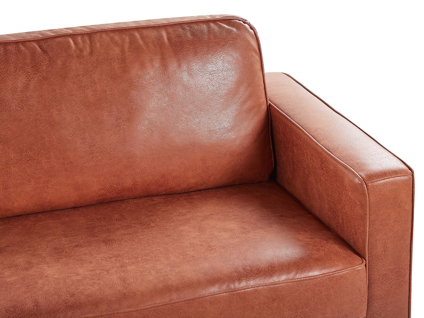 3 Seater Faux Leather Golden Brown SAVALEN