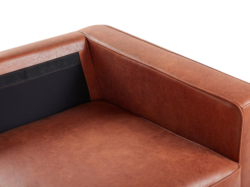 3 Seater Faux Leather Golden Brown SAVALEN