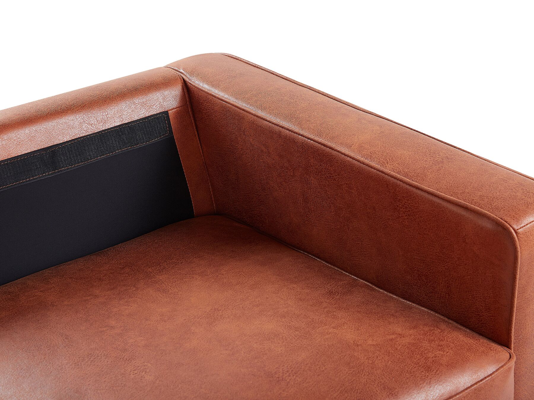3 Seater Faux Leather Golden Brown SAVALEN