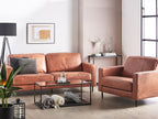 3 Seater Faux Leather Golden Brown SAVALEN