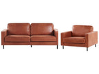3 Seater Faux Leather Golden Brown SAVALEN