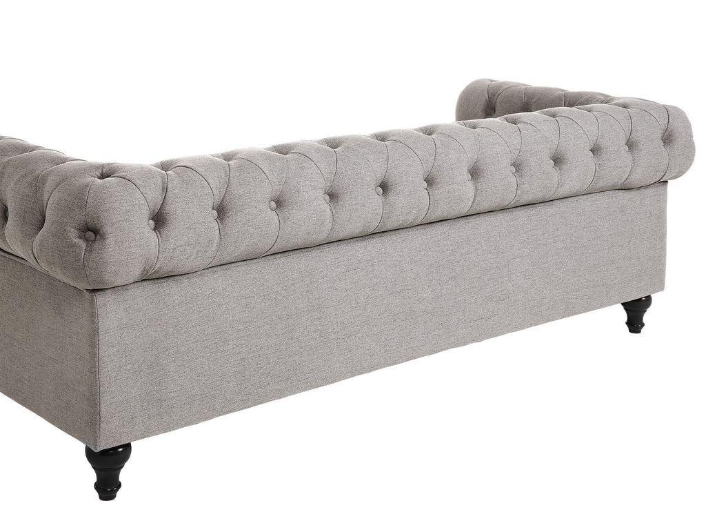 3 Seater Fabric Sofa Light Grey CHESTERFIELD