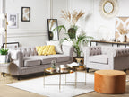 3 Seater Fabric Sofa Light Grey CHESTERFIELD