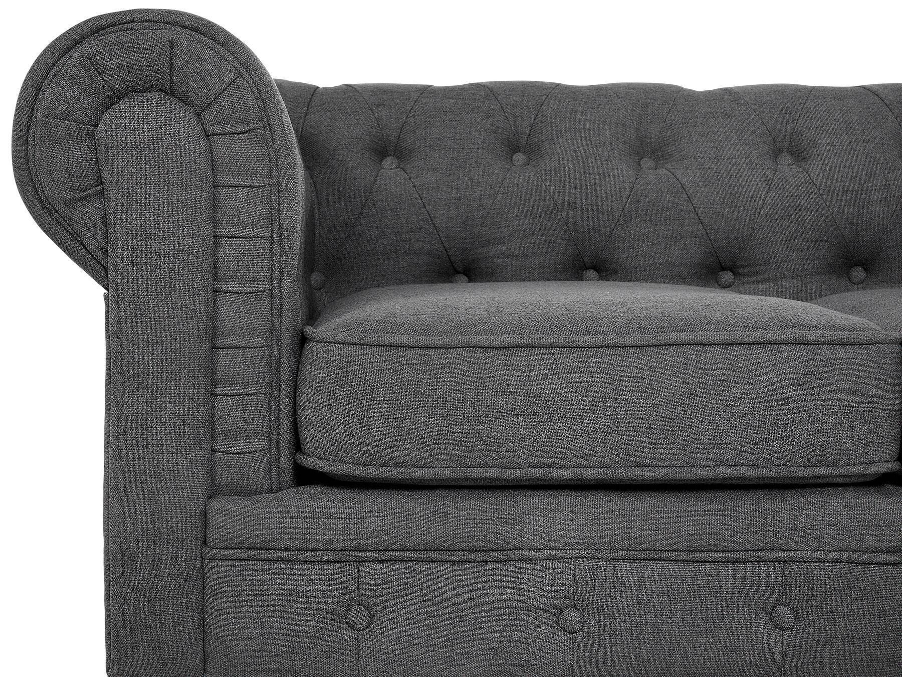 3 Seater Fabric Sofa Grey CHESTERFIELD