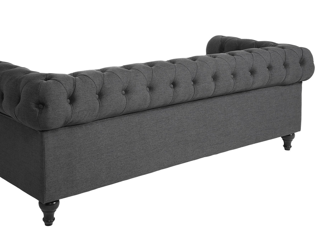 3 Seater Fabric Sofa Grey CHESTERFIELD