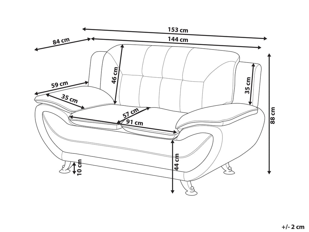 2 Seater Faux Leather Sofa White LEIRA