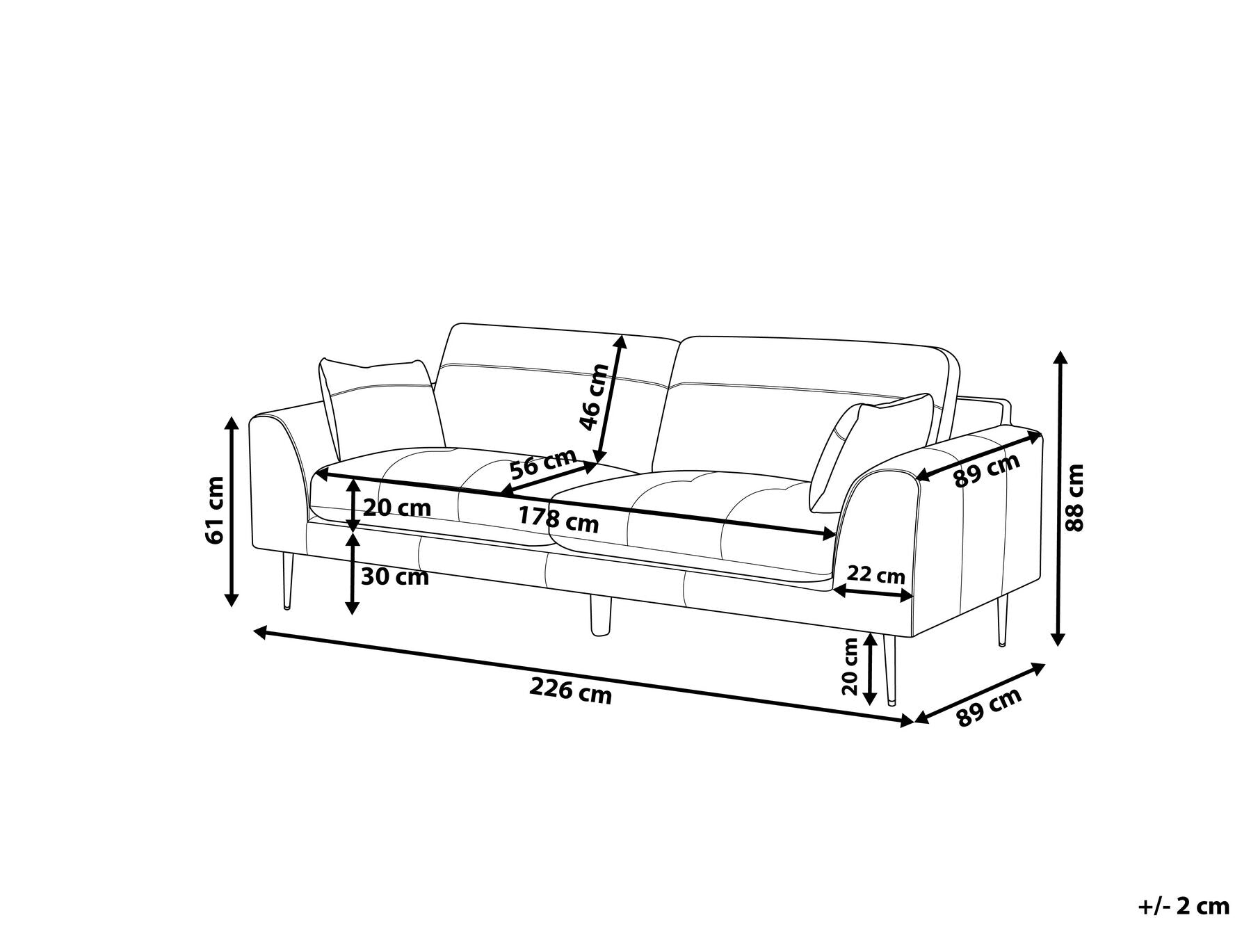 3 Seater Leather Sofa Black TORGET