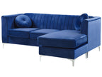 Corner Sofa TIMRA Velvet Navy Blue 3 Seater Left Hand
