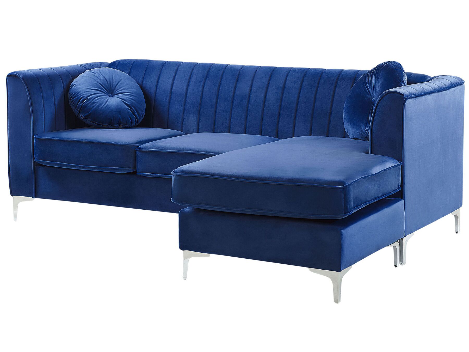 Corner Sofa TIMRA Velvet Navy Blue 3 Seater Left Hand