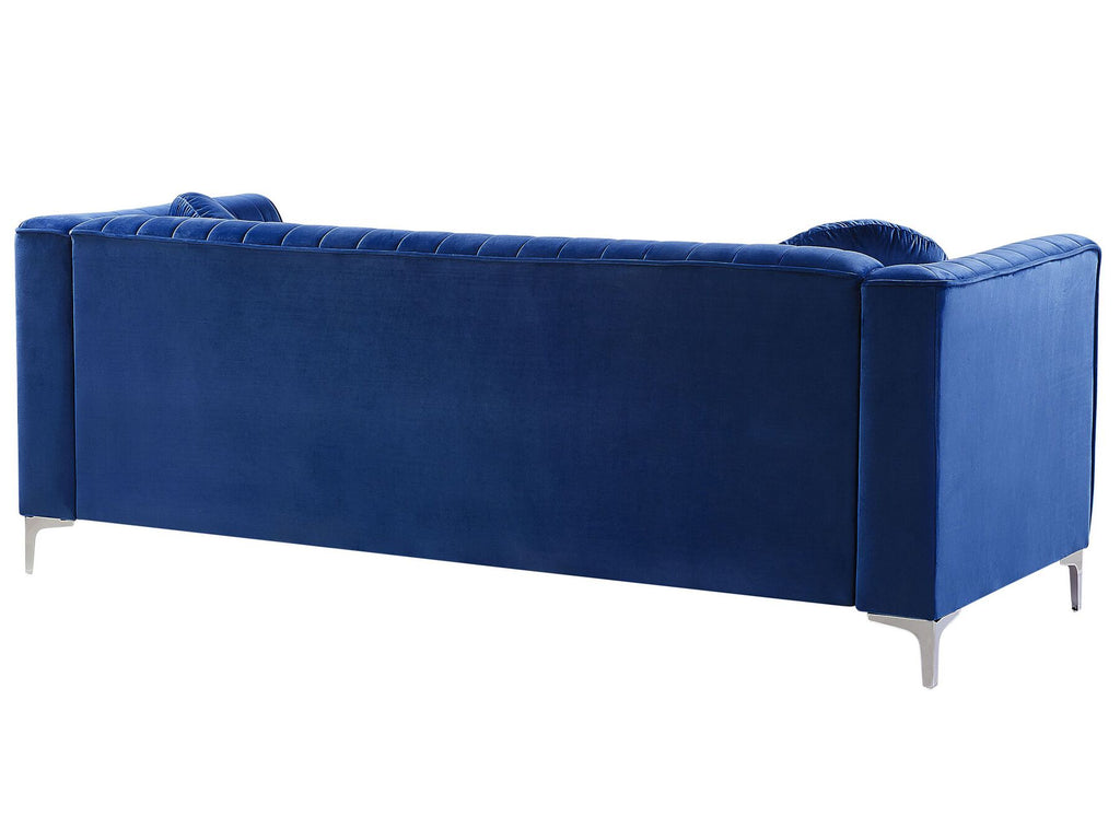 Corner Sofa TIMRA Velvet Navy Blue 3 Seater Left Hand