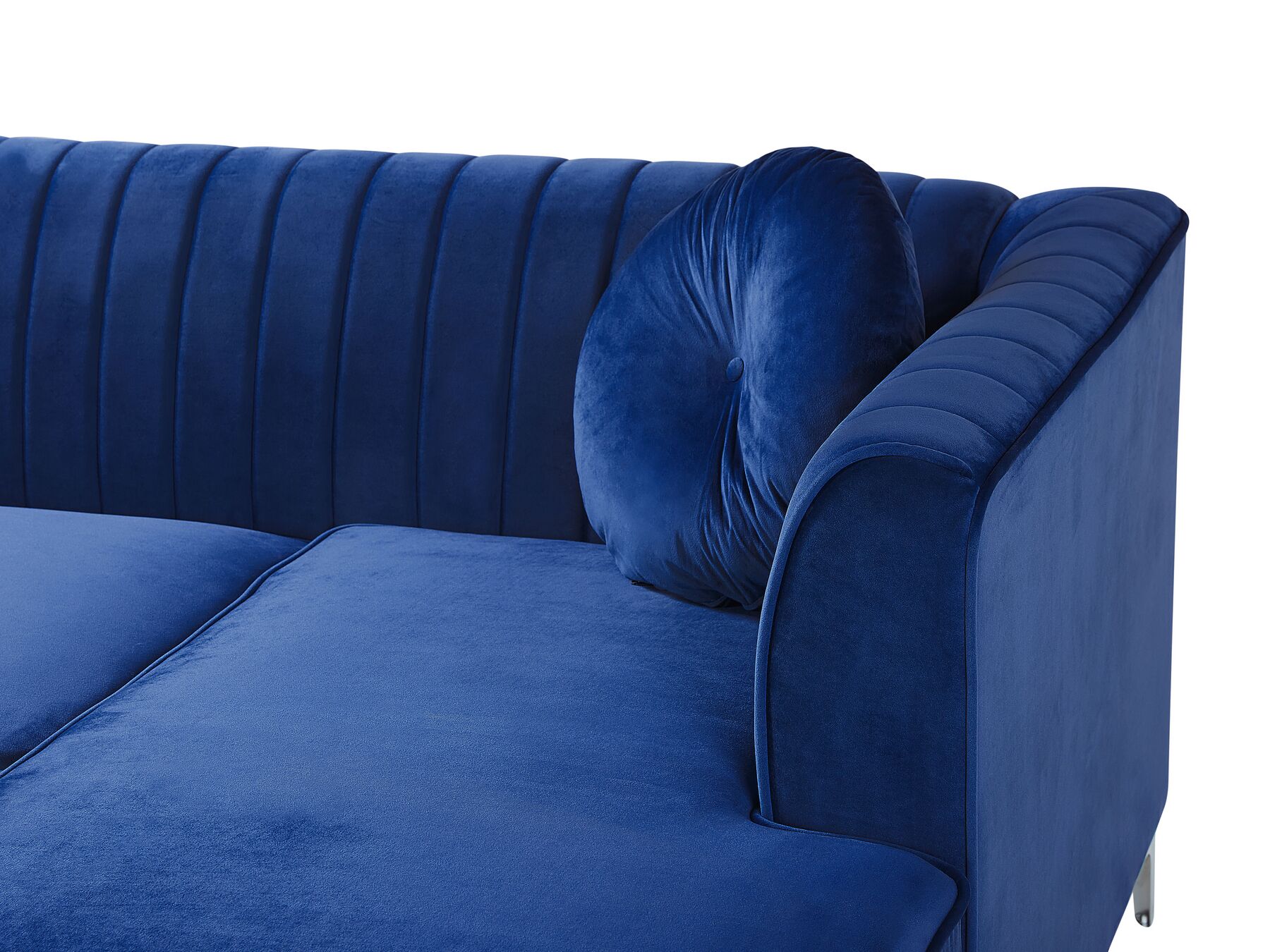 Corner Sofa TIMRA Velvet Navy Blue 3 Seater Left Hand