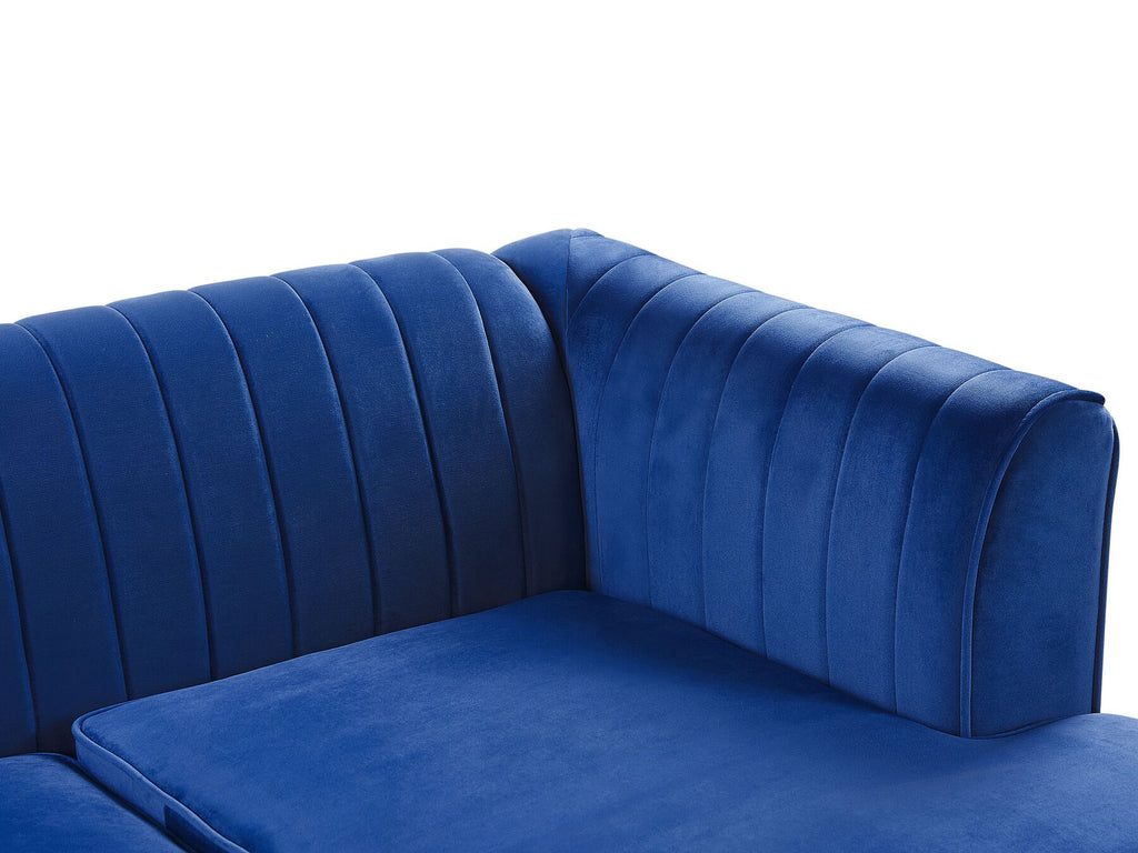 Corner Sofa TIMRA Velvet Navy Blue 3 Seater Left Hand