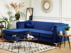 Corner Sofa TIMRA Velvet Navy Blue 3 Seater Right Hand