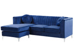 Corner Sofa TIMRA Velvet Navy Blue 3 Seater Right Hand