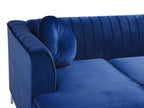Corner Sofa TIMRA Velvet Navy Blue 3 Seater Right Hand
