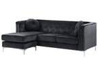 Corner Sofa FLEN Velvet Black 3 Seater Right Hand