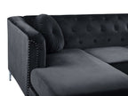 Corner Sofa FLEN Velvet Black 3 Seater Right Hand