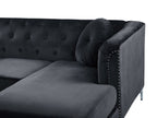Corner Sofa FLEN Velvet Black 3 Seater Left Hand