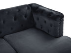 Corner Sofa FLEN Velvet Black 3 Seater Left Hand