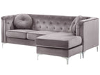 Corner Sofa FLEN Velvet Grey 3 Seater Left Hand