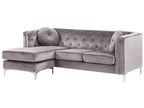 Corner Sofa FLEN Velvet Grey 3 Seater Right Hand