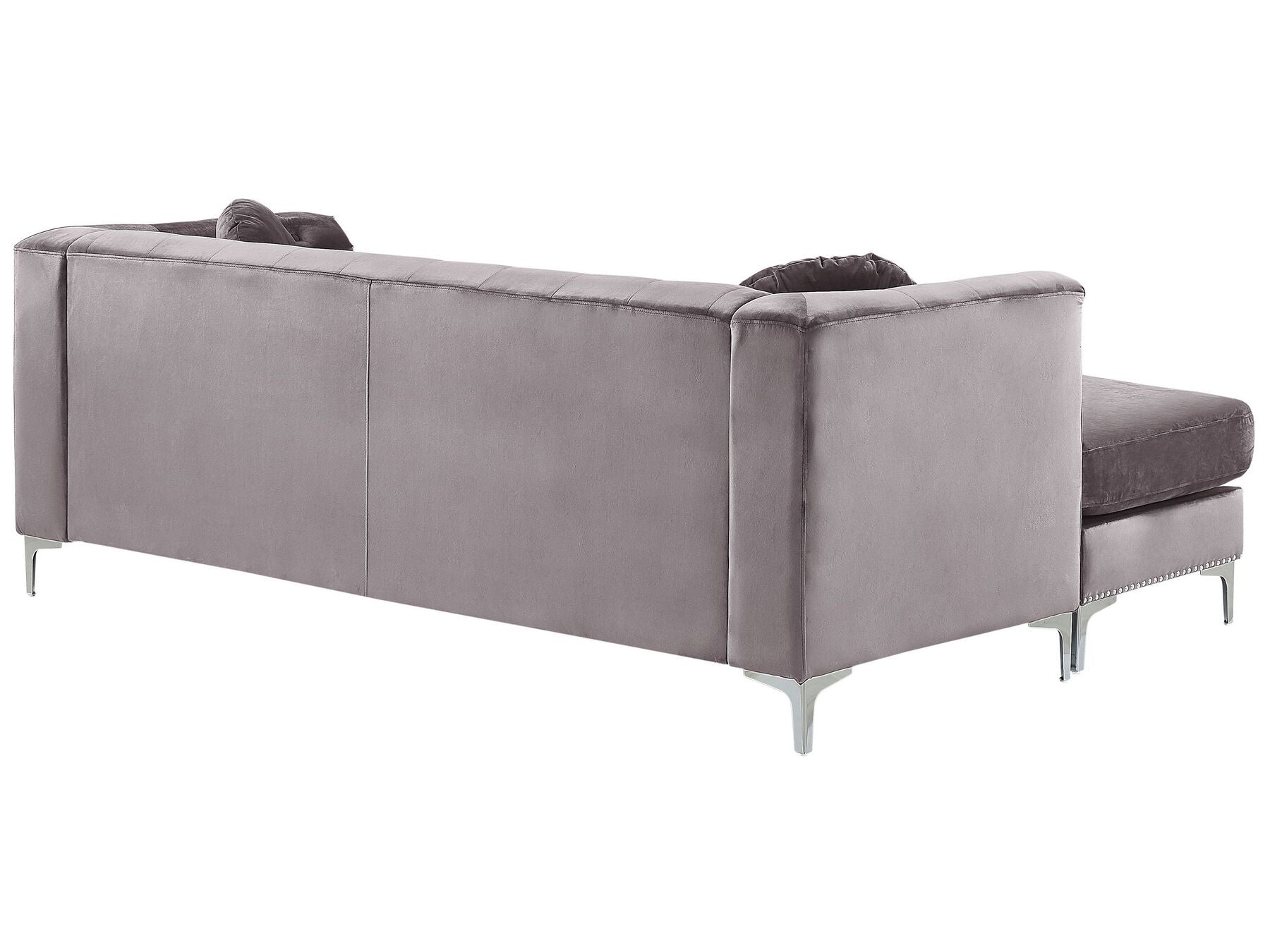 Corner Sofa FLEN Velvet Grey 3 Seater Right Hand