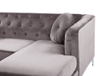 Corner Sofa FLEN Velvet Grey 3 Seater Left Hand