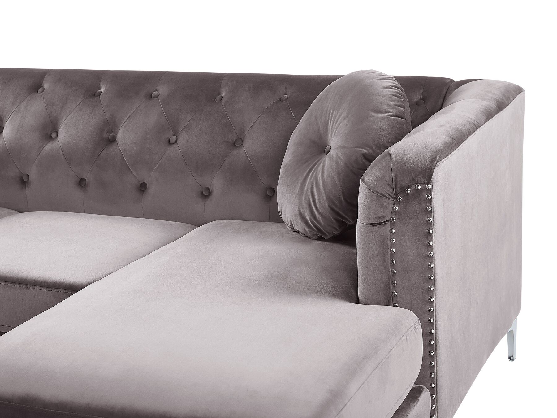 Corner Sofa FLEN Velvet Grey 3 Seater Left Hand