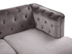 Corner Sofa FLEN Velvet Grey 3 Seater Left Hand